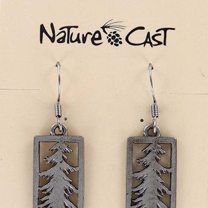 Earrings – Earring dangle pine tree in rectangle