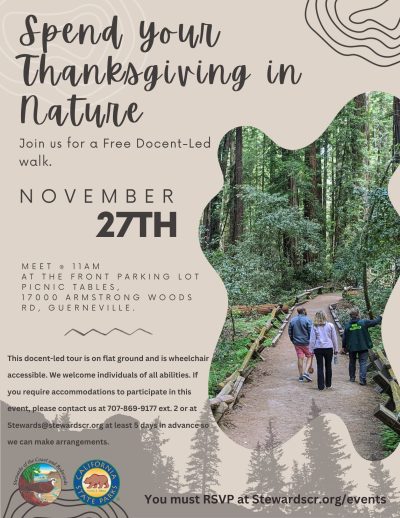2025 Thanksgiving docent-led walk in Armstrong Redwoods