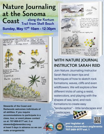 2026 Nature Journaling at the Sonoma Coast May 17th
