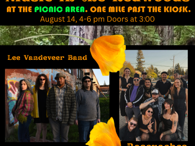 Lee Vandeveer Band at the Armstrong Redwoods Picnic Area - with special guests Rascuaches and Beachcomber