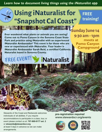 2026 Using iNaturalist to document living things for “Snapshot Cal Coast”