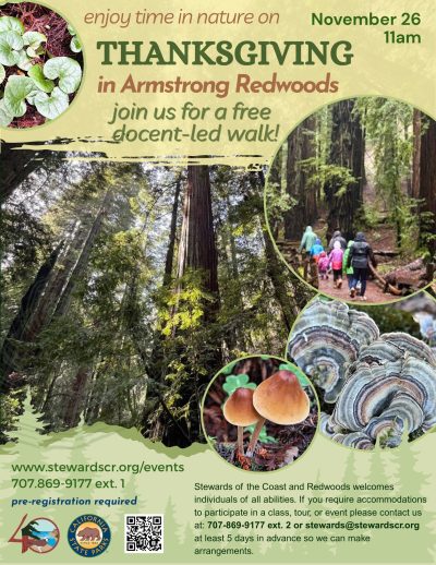 2026 Thanksgiving docent-led walk in Armstrong Redwoods